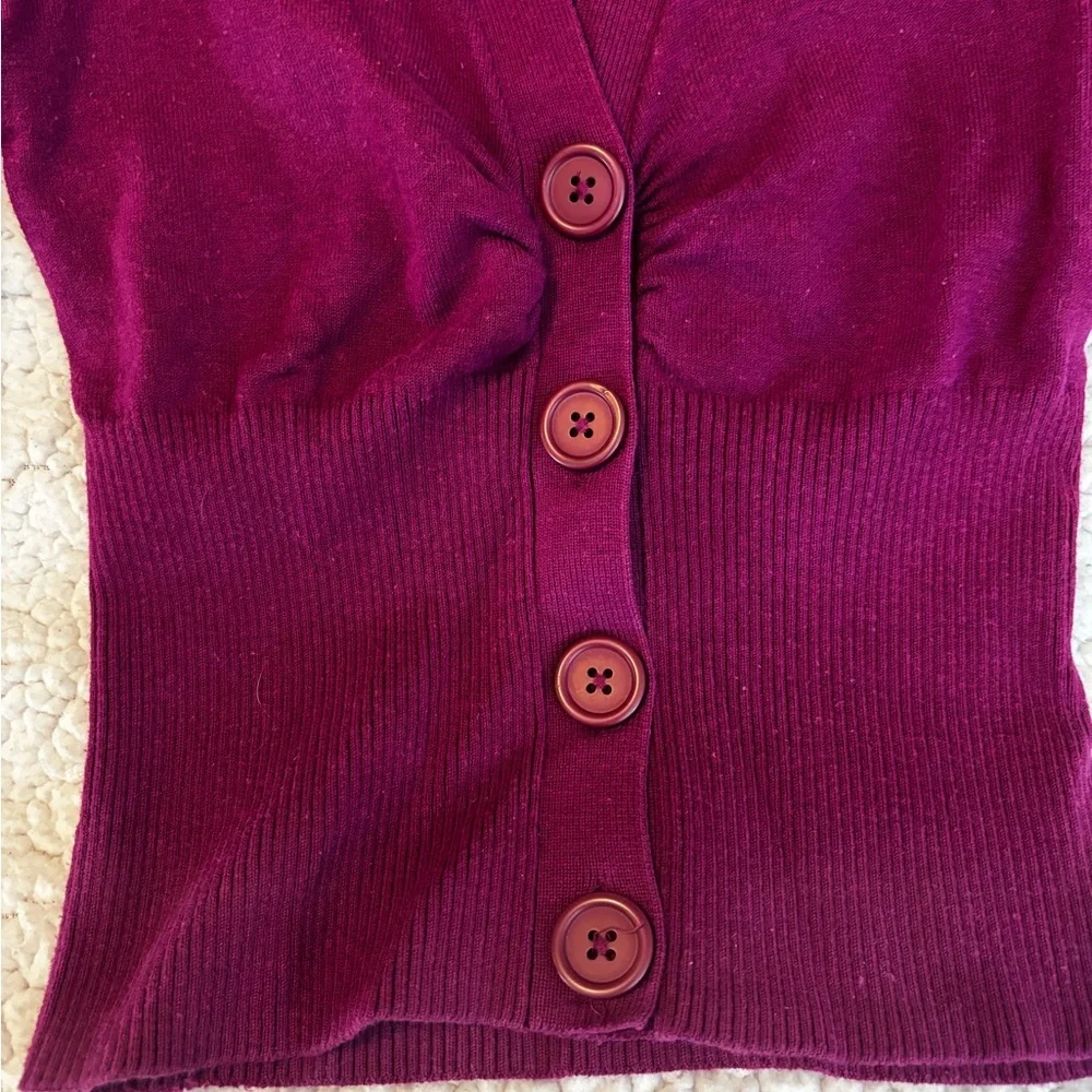 Purple Cardigan with Black Lace Detail